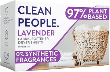 The Clean People Fabric Softener Sheets - Dryer Sheets - Softens & Removes Static - Vegan Laundry Softener With Essential Oils - Lavender, 160 Pack