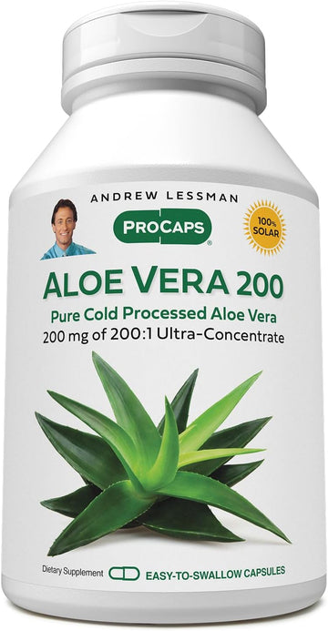 Andrew Lessman Aloe Vera 200Mg - 360 Capsules - Provides 200:1 Ultra-Concentrate Of Aloe Vera, Soothing Support For Stomach And Digestive System, No Additives, Small Easy To Swallow Capsules