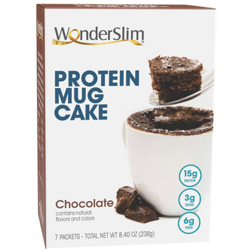 WonderSlim Protein Mug Cake, Chocolate, 6g Fiber, Low Sugar, Gluten Free, Low Carb (7ct)