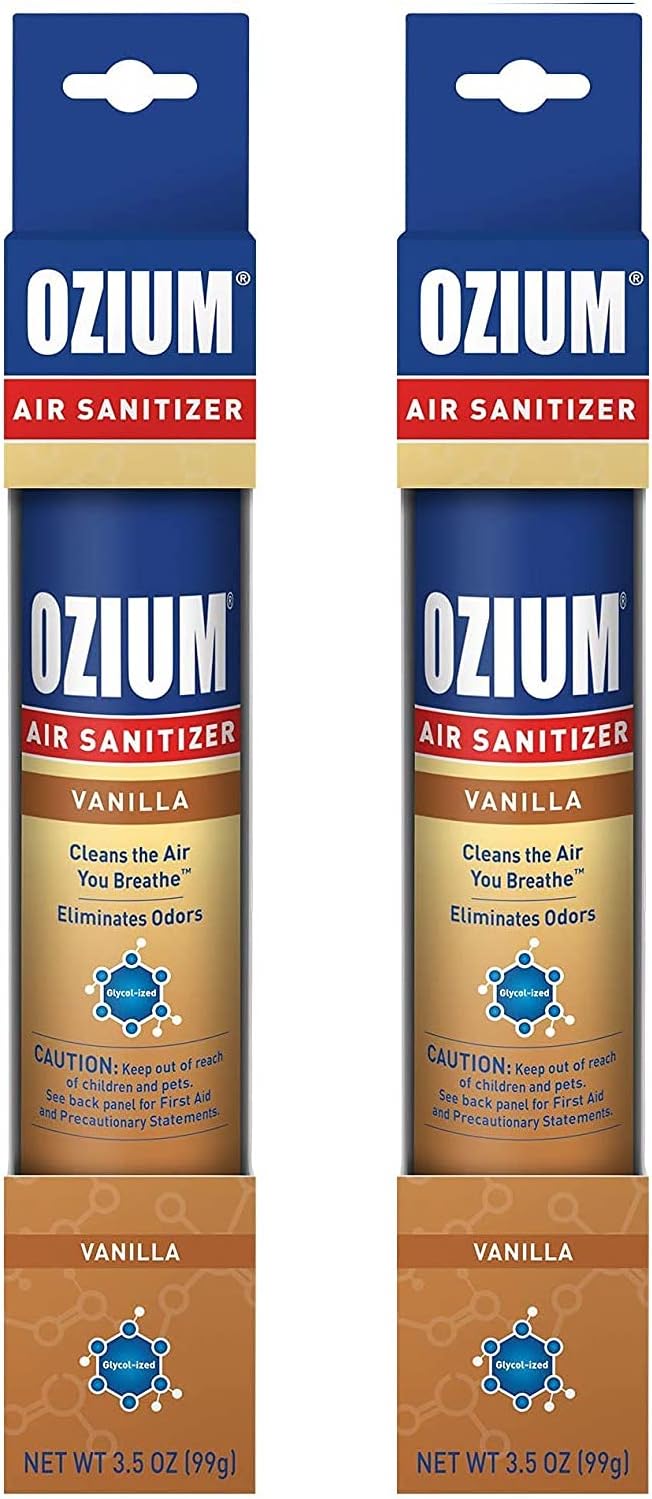 Ozium 3.5 Oz. Air Sanitizer & Odor Eliminator for Homes, Cars, Offices and More, Vanilla Scent, 2 Pack : Health & Household