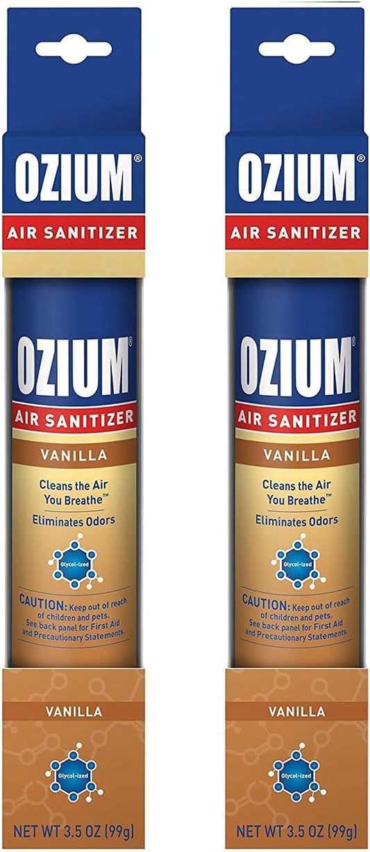 Ozium 3.5 Oz. Air Sanitizer & Odor Eliminator for Homes, Cars, Offices and More, Vanilla Scent, 2 Pack : Health & Household