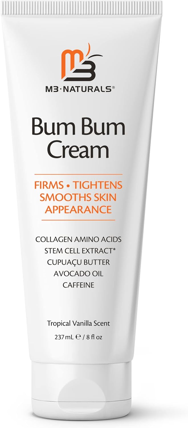 Bum Bum Cream with Lemon Vanilla Scent 2-in-1 Skin Care Cellulite Cream and Massage Lotion - Non-Greasy Skin Tightening Cream for Firm Butt, Belly & Thighs with Cupuaçu Collagen and Caffeine - 8 Fl Oz