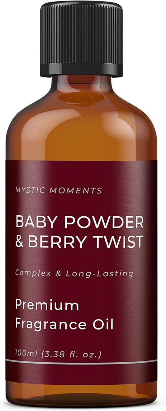 Mystic Moments | Baby Powder & Berry Twist Fragrance Oil 100ml - Perfect for Soaps, Candles, Bath Bombs, Oil Burners, Diffusers and Skin & Hair Care Items