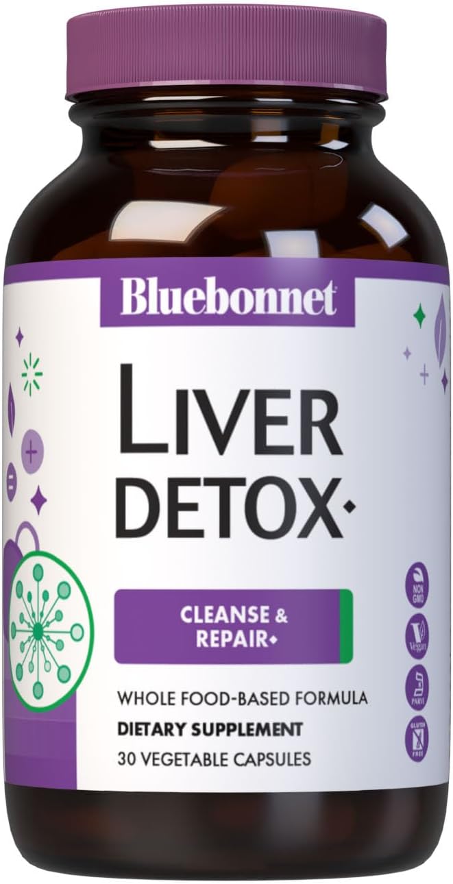Bluebonnet Nutrition Liver Detox, Liver Health*, Antioxidant Protection*, Soy-Free, Gluten-Free, Kosher Certified, Non-Gmo, Dairy-Free, 30 Vegetable Capsules, 30 Servings