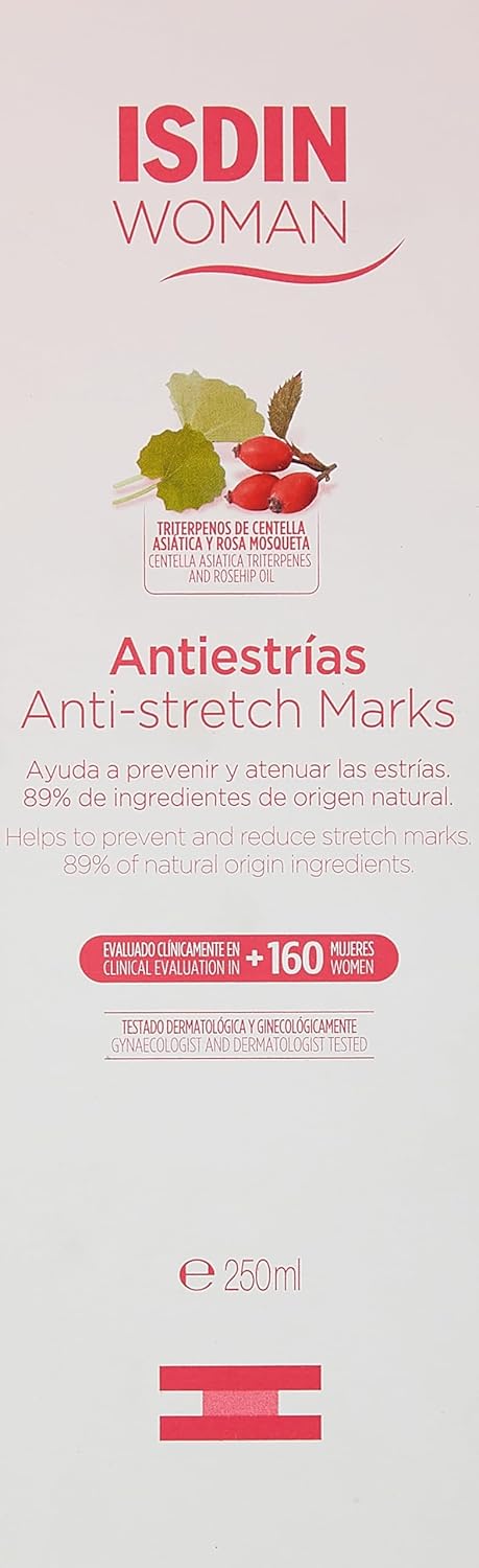 ISDIN WOMAN Anti-stretch marks cream (250ml) | Recommended to help prevent and diminish stretch marks