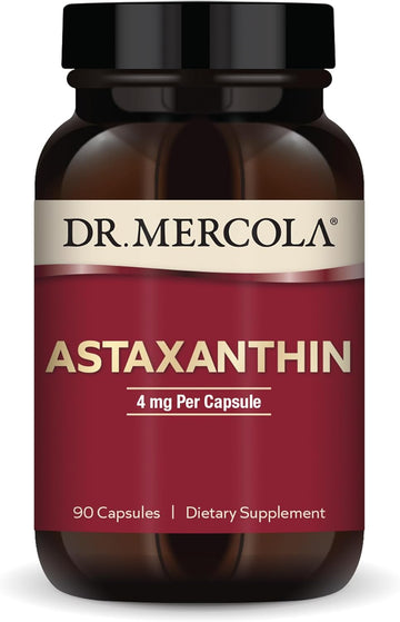 Dr. Mercola Organic Astaxanthin - 4 Mg Astaxanthin - Powerful Antioxidant Support - Organic Microalgae Extract - Non-Gmo, Gluten-Free & Soy-Free - 90 Capsules (90 Servings)