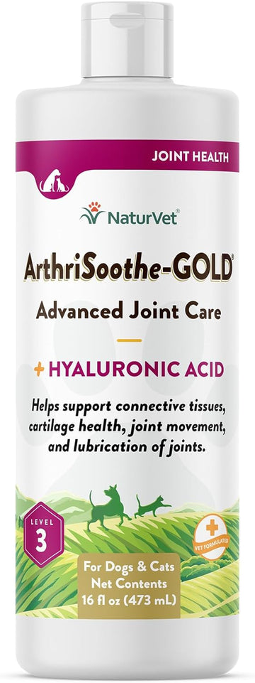 NaturVet – ArthriSoothe-Gold Advanced Care Liquid | Level 3 Advanced Joint Care | Supports Healthy Hip & Joint Function | Enhanced with Glucosamine, MSM & Chondroitin | For Dogs & Cats | 16 oz Liquid