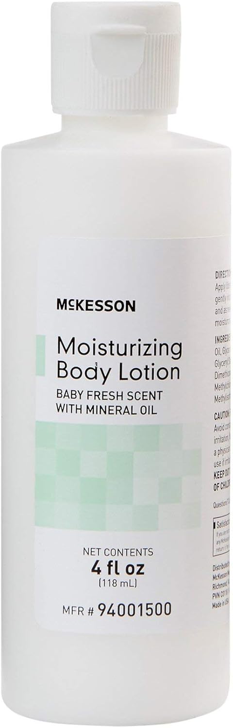 Mckesson Moisturizing Body Lotion With Mineral Oil, Baby Fresh Scent, 4 Fl Oz, 12 Count