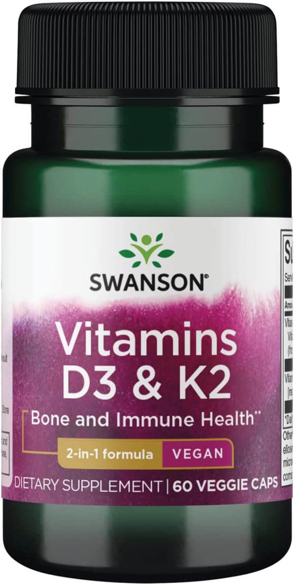 Swanson Vitamins D3 & K2-2,000 Iu & 75 Mcg 60 Veg Caps