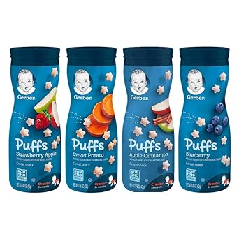 Gerber Graduates Puffs (1 Blueberry, 1 Apple Cinnamon, 1 Strawberry Apple, 1 Sweet Potato) Variety Pack