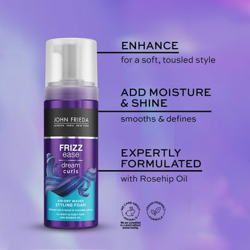 John Frieda Frizz Ease Dream Curls Air Dry Waves Styling Foam 150Ml, Wave And Curl Enhancer, Lightweight Anti-Frizz Styling Foam (Pack Of 2)