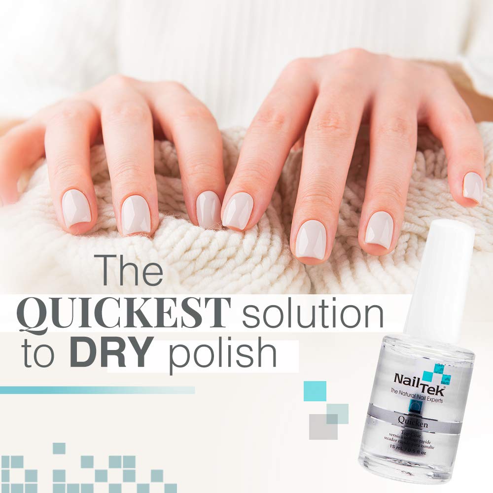 Nail Tek Quicken, Fast Drying Top Coat For All Nail Types, 0.5 Oz, 1-Pack