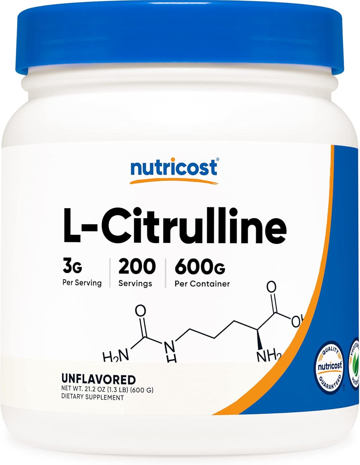 Nutricost Pure L-Citrulline (Base) Powder (600 Grams)