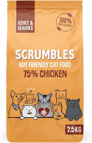 Scrumbles All Natural Dry Cat Food with 75% Chicken, High Protein Food For Adults And Seniors, 2.5Kg,package may vary?CAC25-1