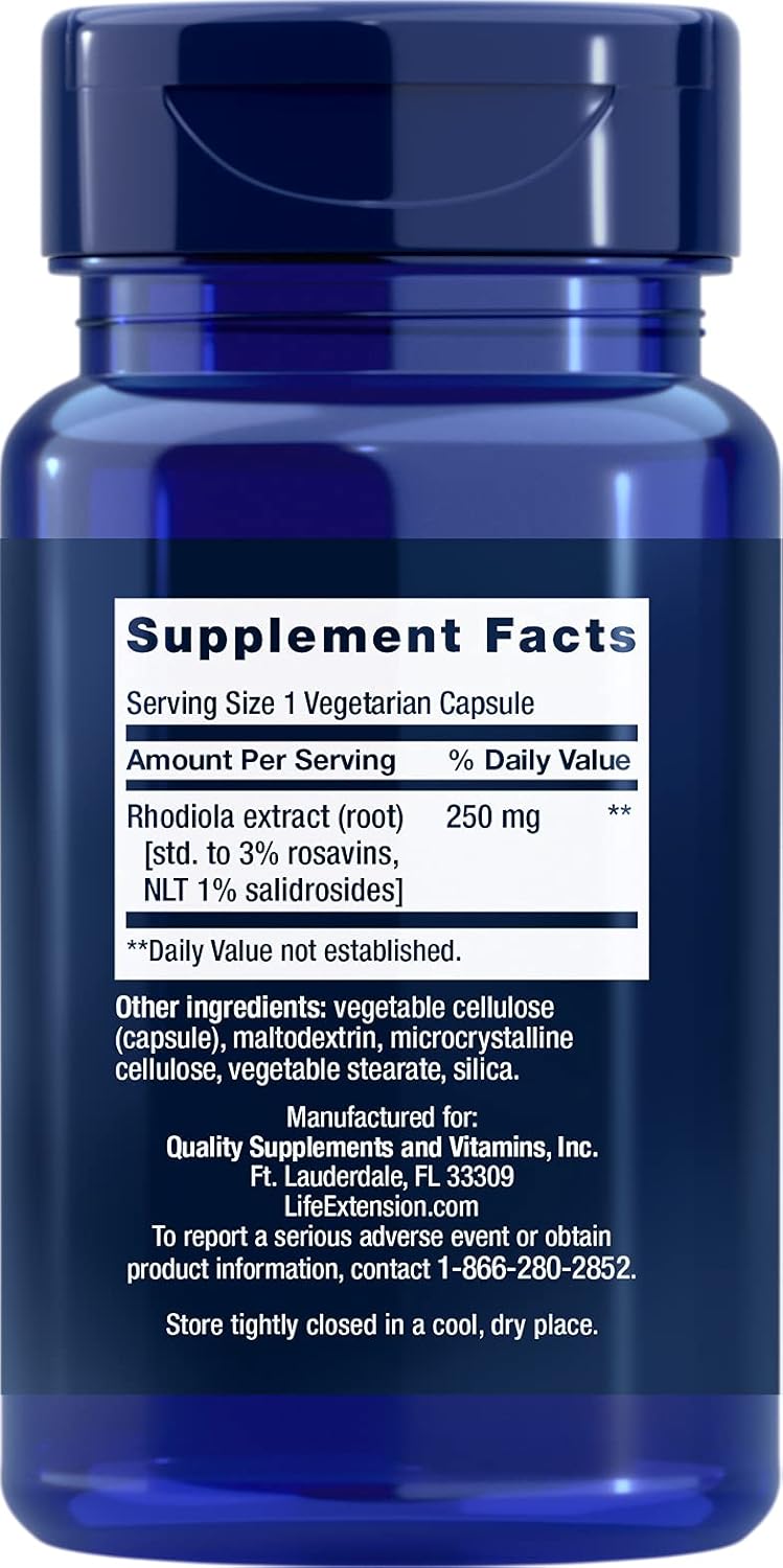 Life Extension - Rhodiola Extract (3% Rosavins) - 250 Mg - 60 Vcaps (Pack of 3)