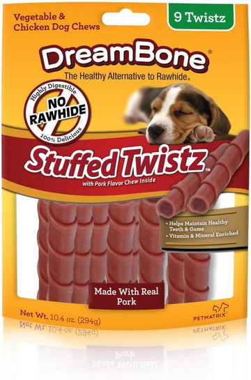 Dreambone Dbst-02457 Pork Stuffed Twist Pet Chew Treats (9 Pack), One Size