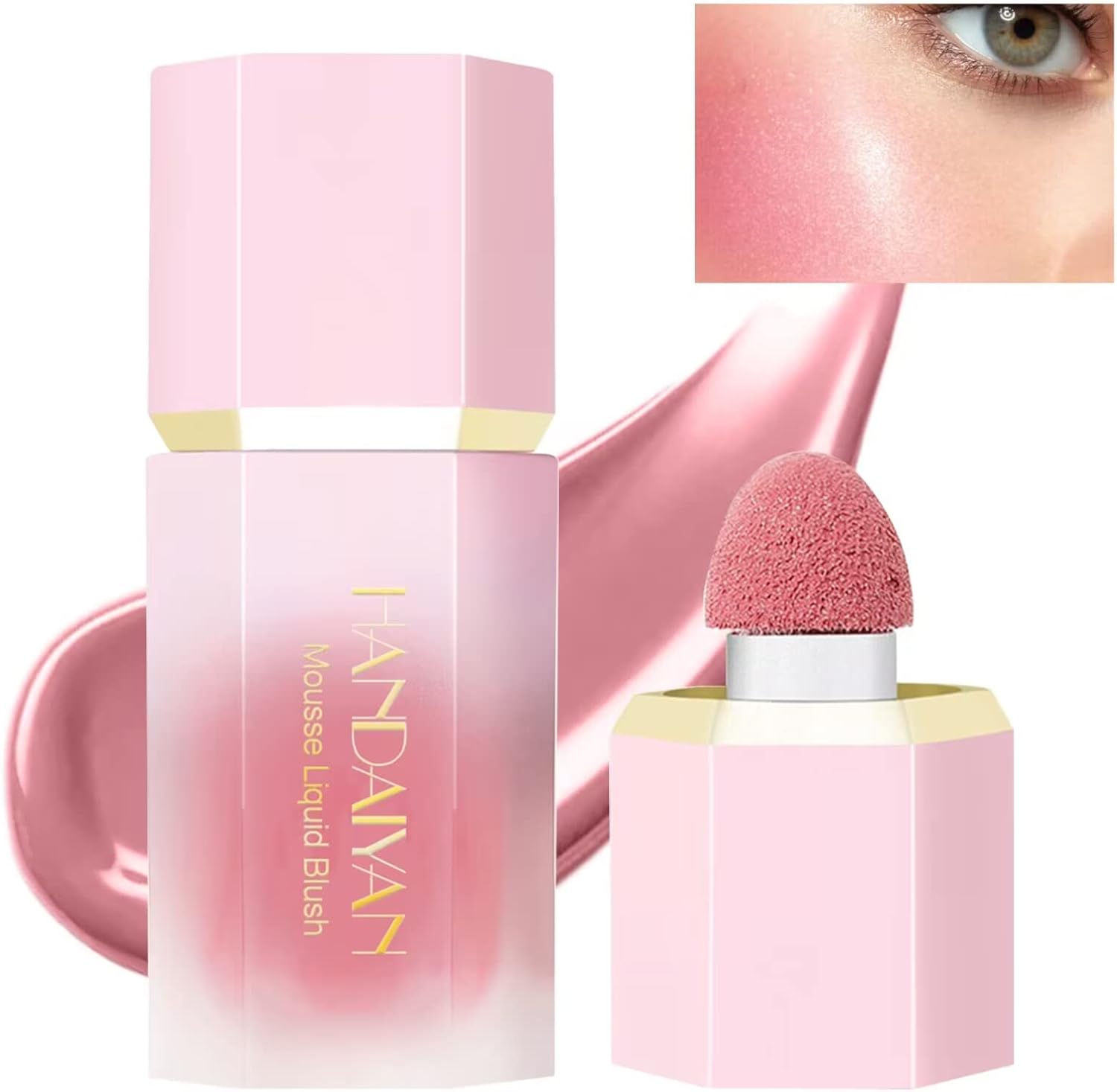 Liquid Blush Face Blusher Rouge Natural Smooth Blusher Pigment Long Lasting Creamy Soft Cheek Multi-Purpose Stick Makeup With Cushion Cosmetics Liquid Facial Blush(Love Cake)