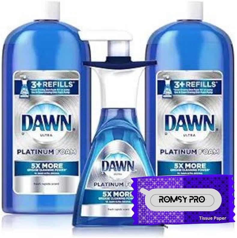 Cleaning Platinum Dish Soap Bundle,2 Dawn Platinum Refills Dawn Ultra Platinum Erasing Foam Pump 10.1 Oz : Health & Household