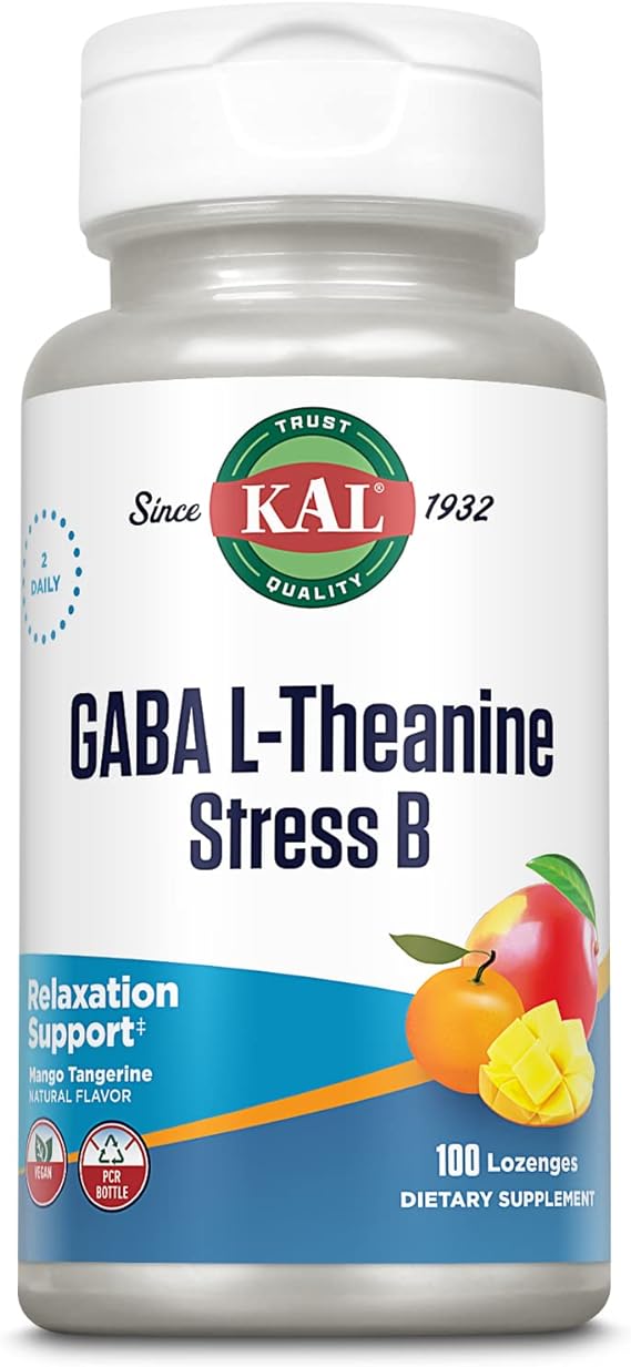 Kal GABA L-Thenine Stress B Lozenge Natural Mango Tangerine -- 100 Lozenges