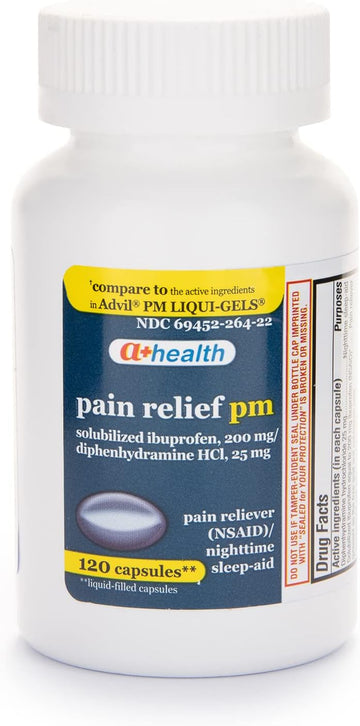 Ibuprofen PM Softgels, Pain Reliever/Nighttime Sleep Aid (NSAID), Made in USA, 120 Count