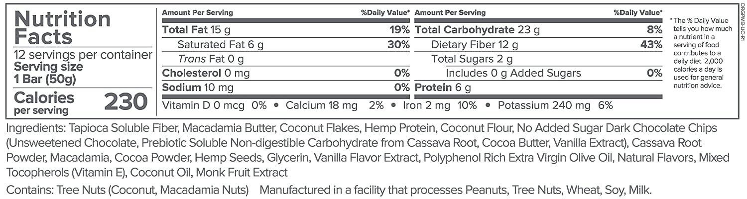 Gundry MD Polyphenol Rich Macadamia Nut Bars, 12 Pack : Health & Household