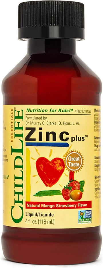 Childlife Essentials, Liquid Zinc Plus, Vegan Zinc Drops With Copper For Children, 118Ml, Vegetarian, Gluten Free, Soy Free, Gmo Free