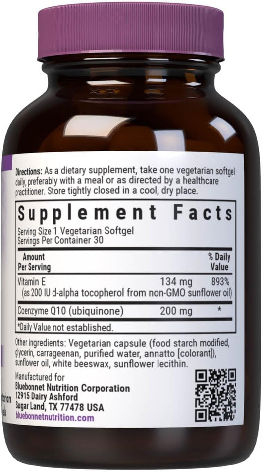 Bluebonnet Coq-10 Vegetarian Softgels, 200 Mg, 30 Count