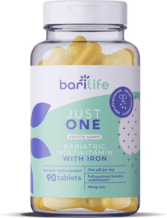 Just One - Once Daily Bariatric Multivitamin With Iron, 90 Count For Gastric Sleeve And Gastric Bypass