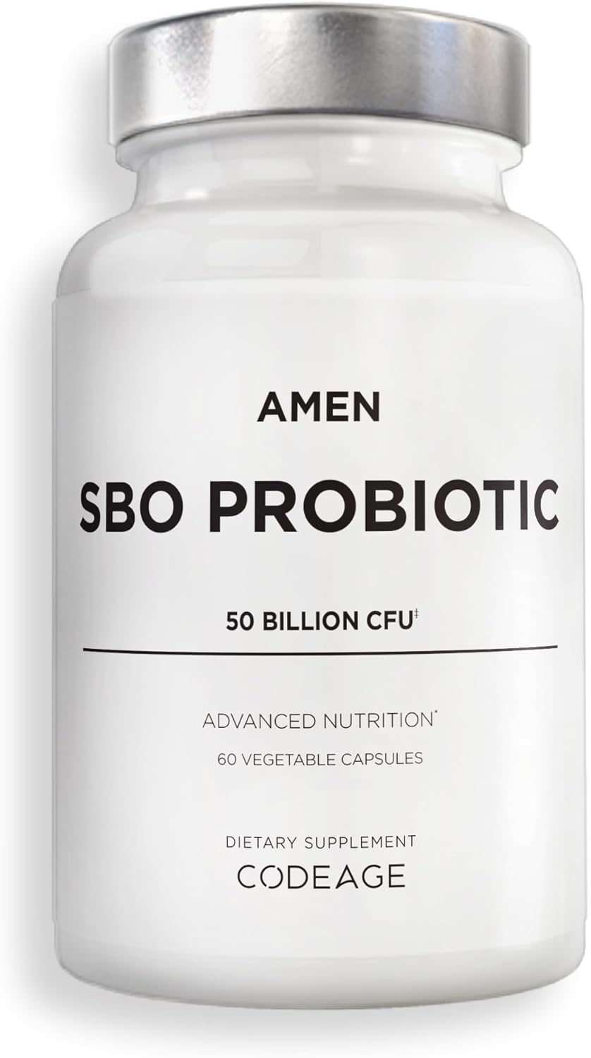 Amen Probiotics Supplement, Sbo Probiotic And Organic Prebiotics, 50 Billion Cfus, Shelf Stable, No Refrigeration Required, Flora Daily Probiotic Formula For Women & Men, Vegan & Non-Gmo, 60 Capsules