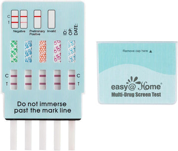 5 Pack Easy@Home 5 Panel Instant Drug Test Kits - Testing Marijuana (THC), COC, OPI 2000, AMP, BZO - Urine Dip Drug Testing - #EDOAP-754