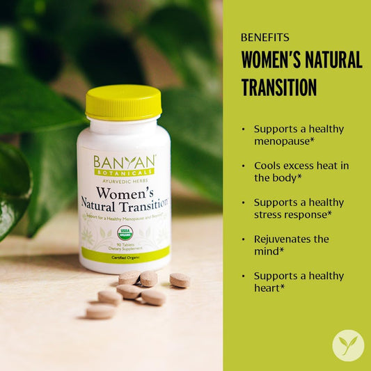 Banyan Botanicals Women’s Natural Transition – Organic Menopause Supplement with Shatavari Root & Vidari Kanda – Herbal Support For Menopause & Beyond* – 90 Tablets – Non GMO Sustainably Sourced Vegan
