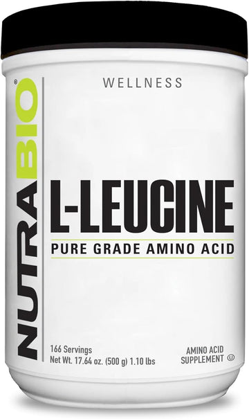 NutraBio 100% Pure L-Leucine - Muscle Recovery and Support - Naturally Fermented Free Form Amino Acid - Vegan, Non-GMO, Gluten Free - (500 Grams)