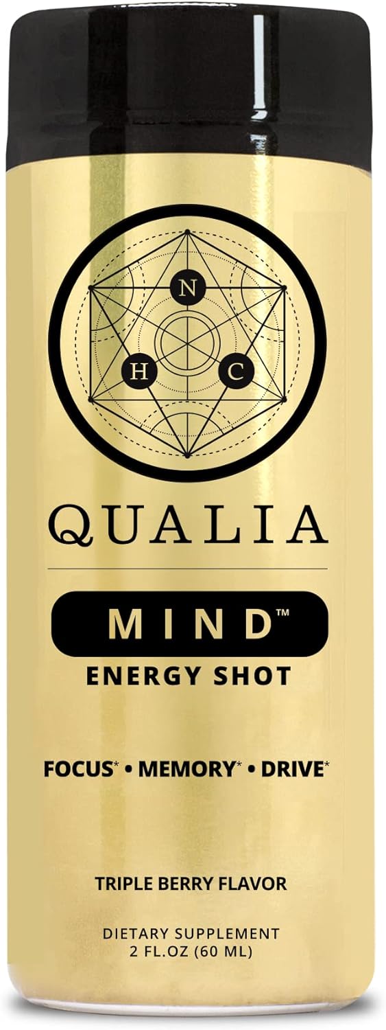 Qualia Mind Energy Shot | Clean Focus for Peak Mental Performance | Niacin Enhancer with Ginseng Root, Alpha GPC, and Caffeine | 2oz Cognitive Enhancer Shot - 6 Pack : Health & Household