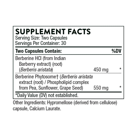 Thorne Berberine 1000 Mg Per Serving - Botanical Supplement - Support Heart Health, Immune System, Healthy Gi, Cholesterol - Gluten-Free, Dairy-Free - 60 Capsules - 30 Servings