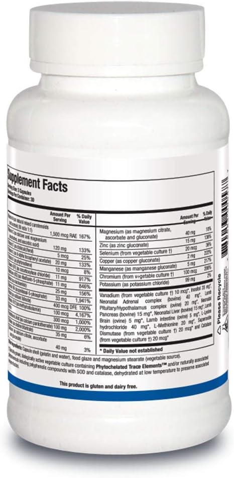 Biotics Research Bio Glycozyme Forte Multivitamin For Glycolytic Support, Vanadium, Zinc, Chromium, Manganese, Inositol, Catalase, Healthy Metabolism And Homocysteine 90 Capsules