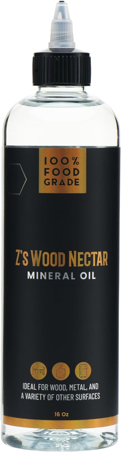 Z's Wood Nectar 16oz Odorless Food-Grade Mineral Oil - Premium Care for Cutting Boards, Butcher Blocks, Countertops, Bamboo, Kitchen Utensils & More