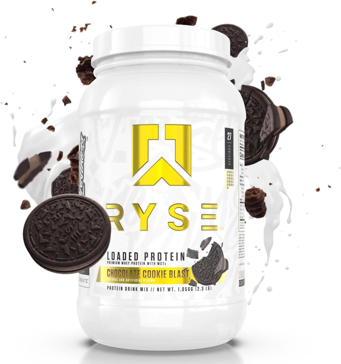 RYSE Up Supplements Loaded Protein Powder | 25g Whey Protein Isolate & Concentrate | with Prebiotic Fiber & MCTs | Low Carbs & Low Sugar | 27 Servings (Chocolate Cookie Blast)