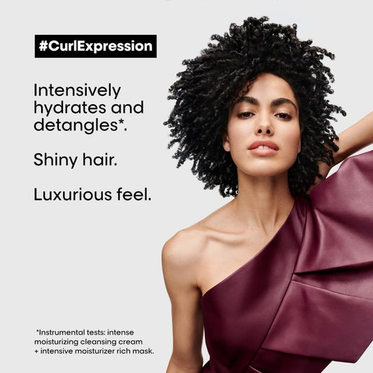 L'Oréal Professionnel Intensely Moisturising Rich Hair Mask, For Curly & Coily Hair, With Glycerin, Urea H And Hibiscus Seed Extract, Serie Expert Curl Expression, 250 Ml