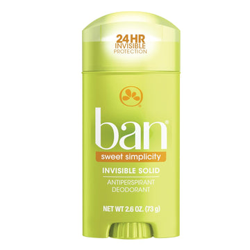 Ban Shower Fresh 24-Hour Invisible Antiperspirant, Solid Deodorant For Women And Men, Underarm Wetness Protection, With Odor-Fighting Ingredients, 2.6Oz