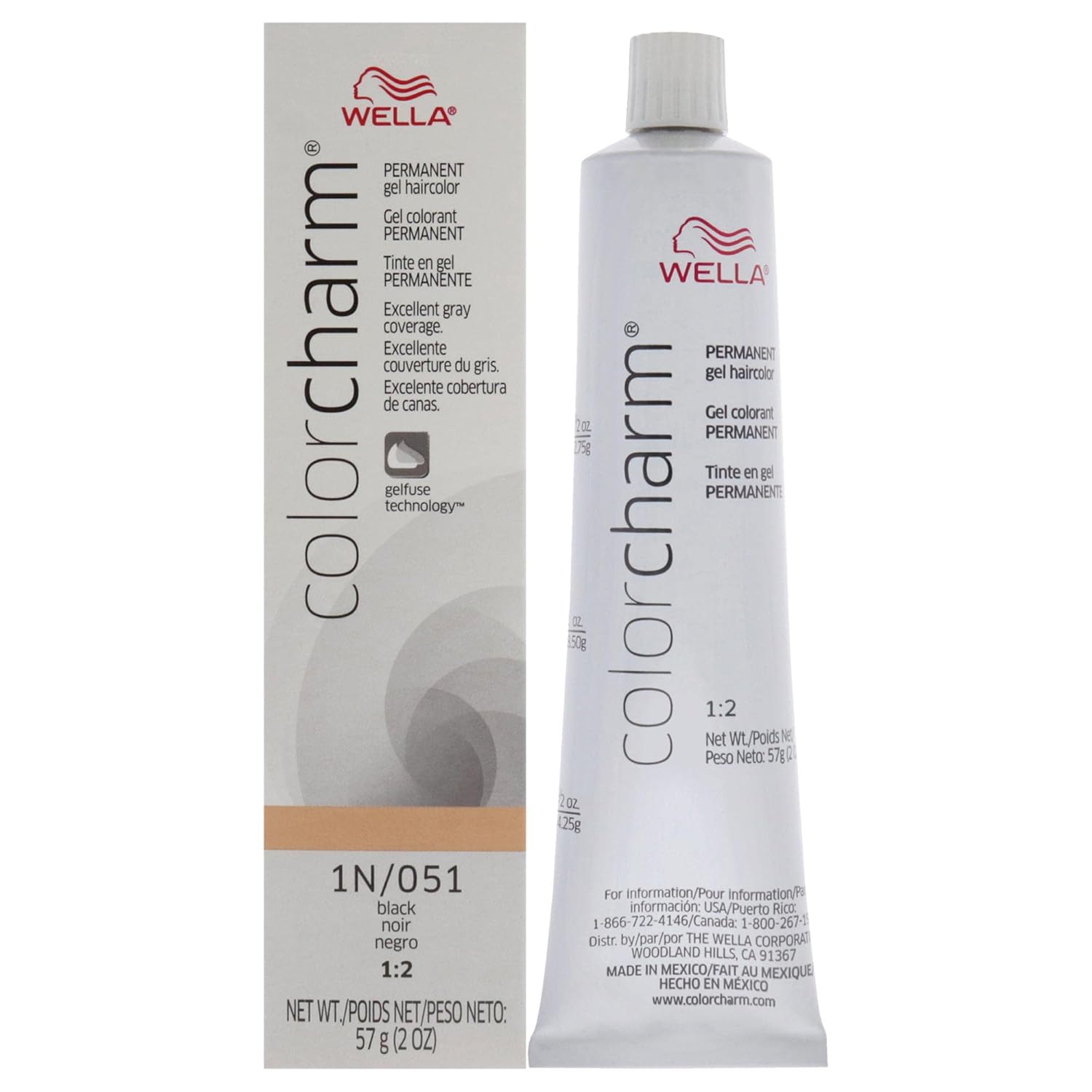 Colorcharm Permanent Gel Hair Color For Gray Coverage, 1N/051 Black, 2 Oz