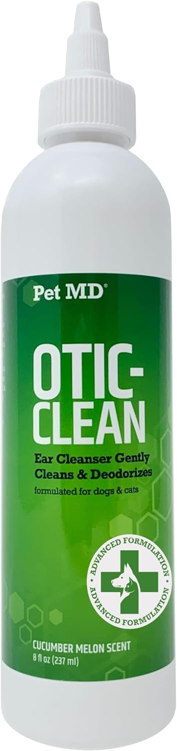Pet Md Otic Clean Dog Ear Cleaner For Cats And Dogs - Effective Against Infections Caused By Infections, Itching And Controls Ear Odor - 8 Oz (Cucumber Melon)