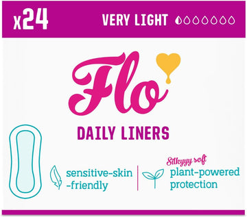 Flo Organic Bamboo Leakproof, Highly Absorbent Slim Panty Liners - Individually Wrapped - Biodegradable & Cruelty, Plastic & Vegan Free - 48 Pack