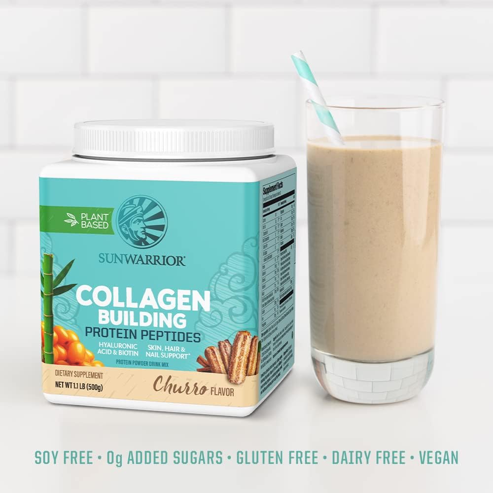 Sunwarrior Vegan Collagen Protein Powder Plant-Based | Hyaluronic Acid Minerals Biotin Soy Free Dairy Free Gluten Free Non-GMO | Churro 20 Servings | Collagen Building Peptides : Health & Household