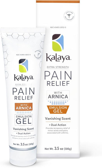 Kalaya Extra Strength Pain Relief Gel With Arnica -Fast Acting, Long Lasting, Vanishing Scent, Medically Formulated For Arthritis, Joints, Muscle, Back, Neck, Shoulder, Hand And Knee Pain