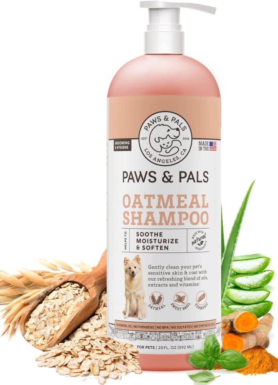 6-in-1 Dog Shampoo and Conditioner for Itchy Skin, Made in USA - 20oz Vet Formula Natural Medicated Best for De-Shedding, Itch Relief, Smelly Odor, Dry Sensitive Skin - Dogs & Cats Oatmeal Pet Wash