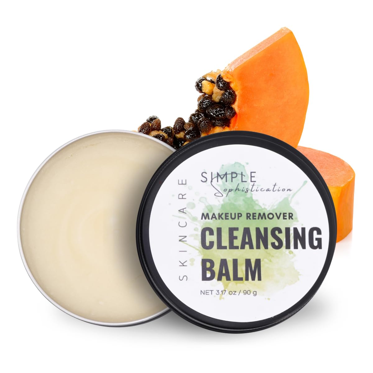 Tallow Cleansing Balm - With Grass-Fed Beef Tallow, Papaya Enzyme | Waterproof Makeup Remover Balm | Natural Face Cleanser Oil | Sulphate Free | For Sensitive Skin, Made In Usa - 3.17 Oz/ 90 G