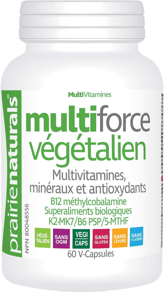 Prairie Naturals Multi Force Vegan Multiple Vitamin & Mineral V Caps, 60 Count