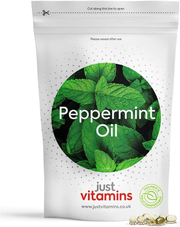 Just Vitamins Peppermint Oil 50mg x180 Soft Gel Capsules (6 Month Supply) UK Made