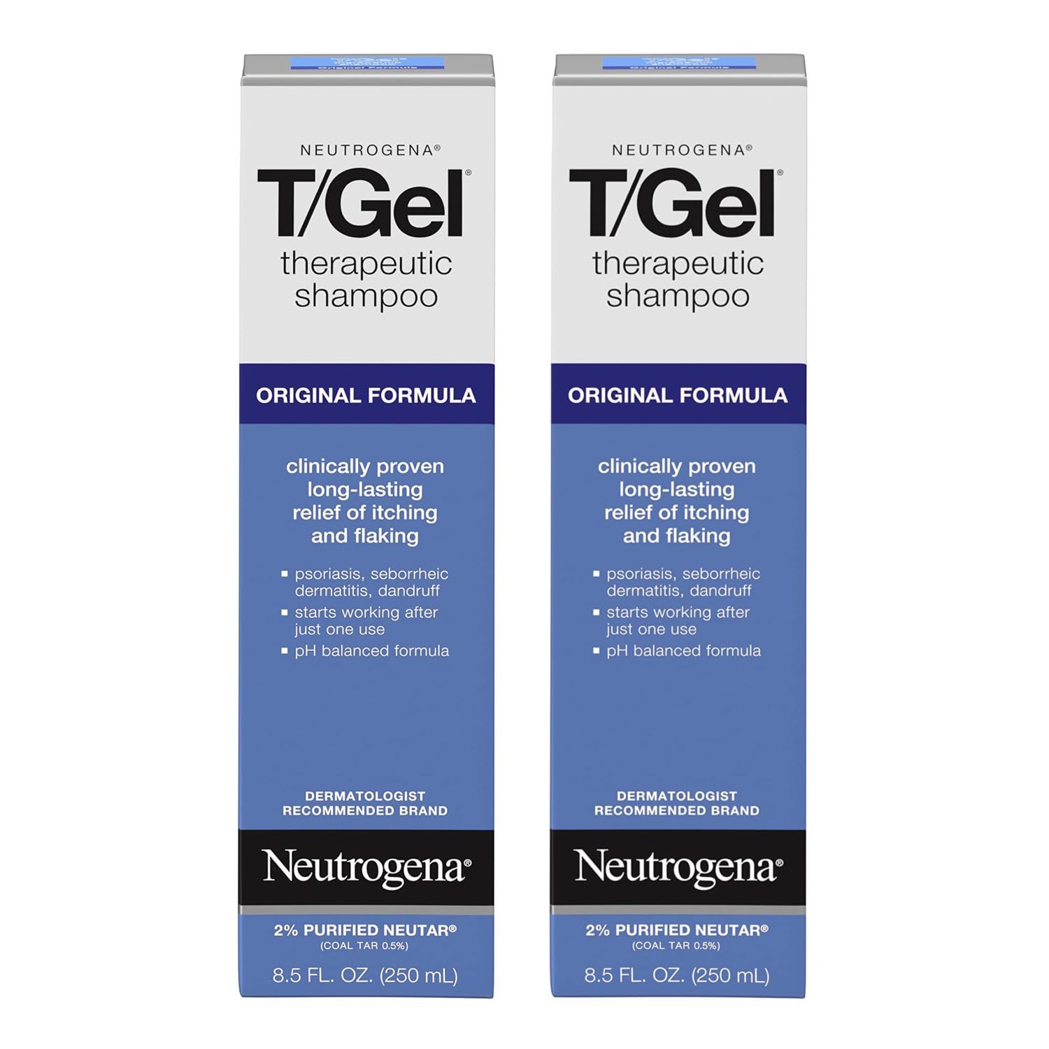 Neutrogena T/Gel Therapeutic Shampoo Original Formula, Anti-Dandruff Treatment For Lasting Relief Of Itching Flaking Scalp As A Result Of Psoriasis & Seborrheic Dermatitis, 2 X 8.5 Fl. Oz