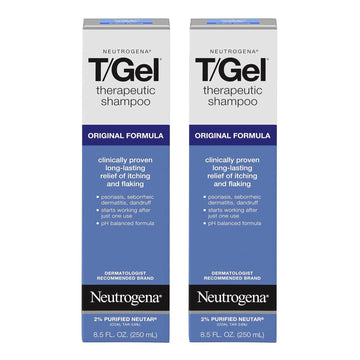 Neutrogena T/Gel Therapeutic Shampoo Original Formula, Anti-Dandruff Treatment For Lasting Relief Of Itching Flaking Scalp As A Result Of Psoriasis & Seborrheic Dermatitis, 2 X 8.5 Fl. Oz